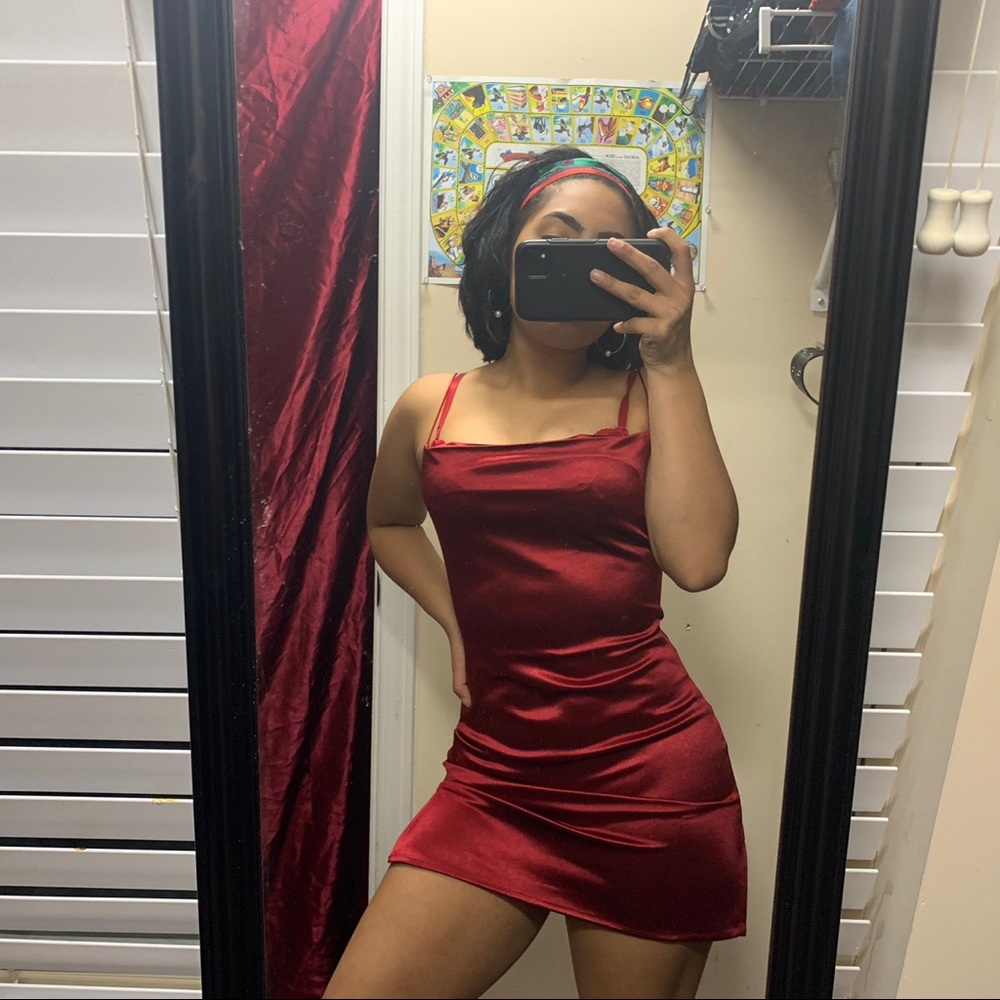 Red spaghetti strap dress